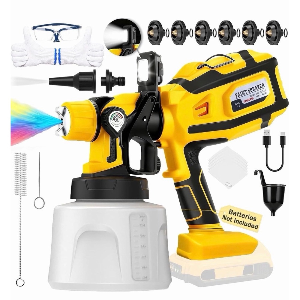 Cordless Paint Sprayer For DEWALT 20V Battery High Pressure Spray Paint Gun